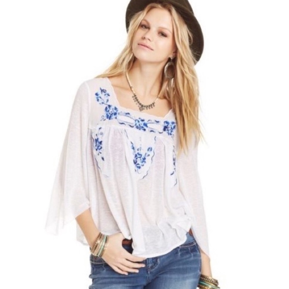 Free People soft white cotton top